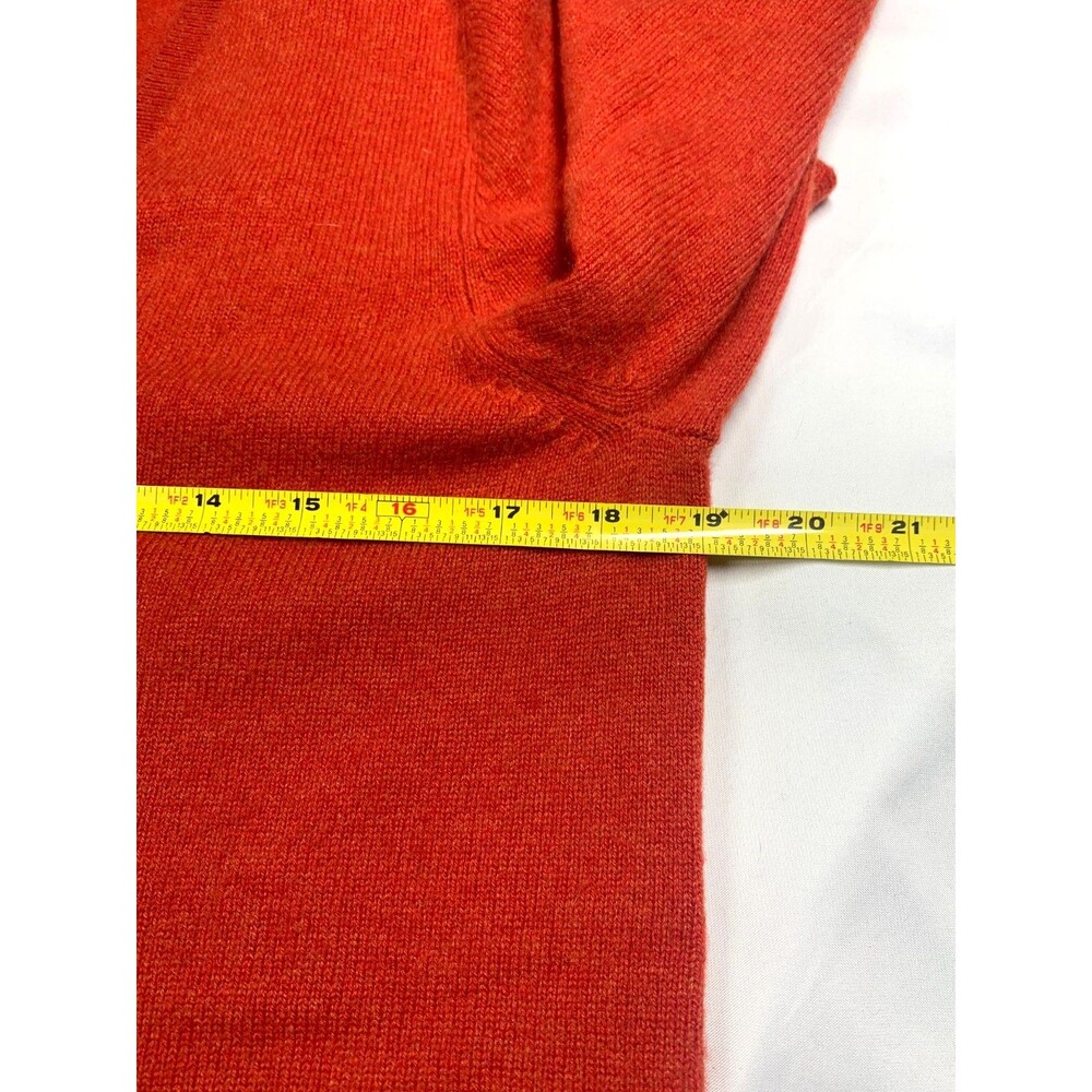 Only Mine Cashmere Sweater Large L Red Orange V-Neck Knit Luxury - Picture 4 of 7